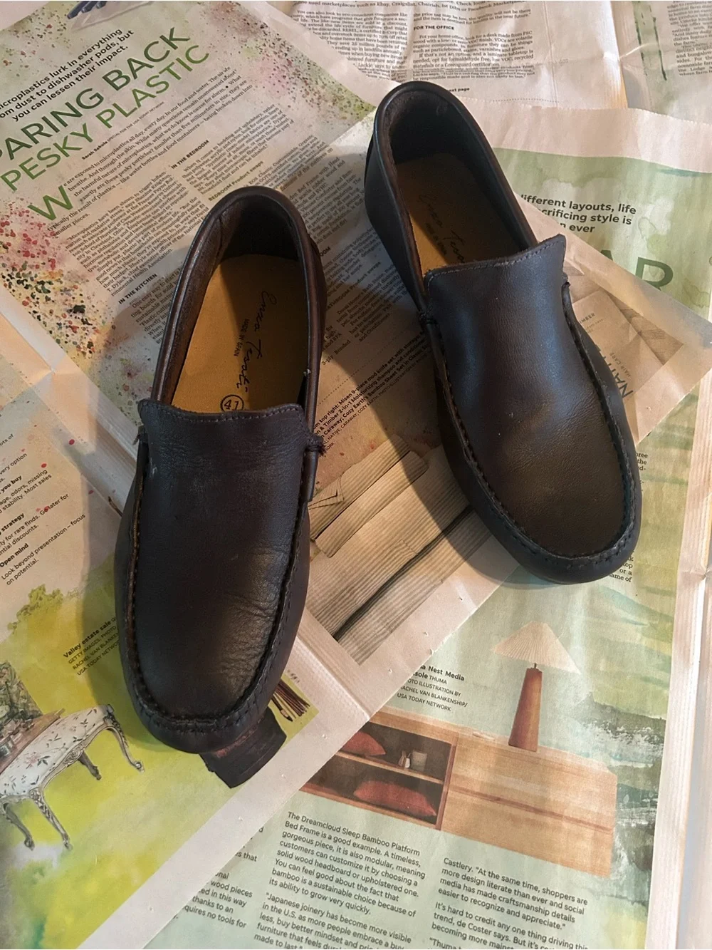Enza Tesoti Brown Leather Driving Loafers Moccasins Made Spain Sz 41 EU Sz 8 US